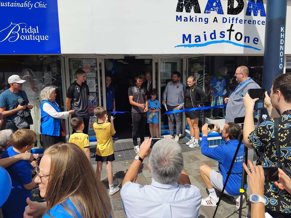 Maidstone United Players Open Charity shop for the Homeless